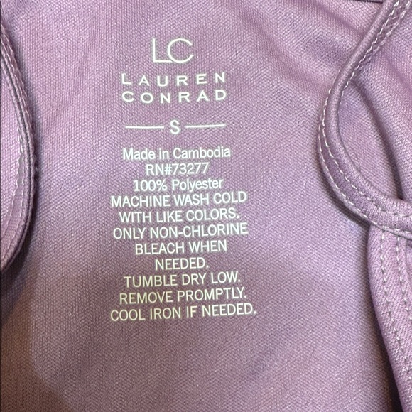 LC Lauren Conrad Mauve Blouse. Business casual Office Lace Shoulders - Picture 2 of 7